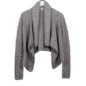 VINCE Cable Knit Alpaca Merino Wool Draped Open Cardigan Grey Sz S